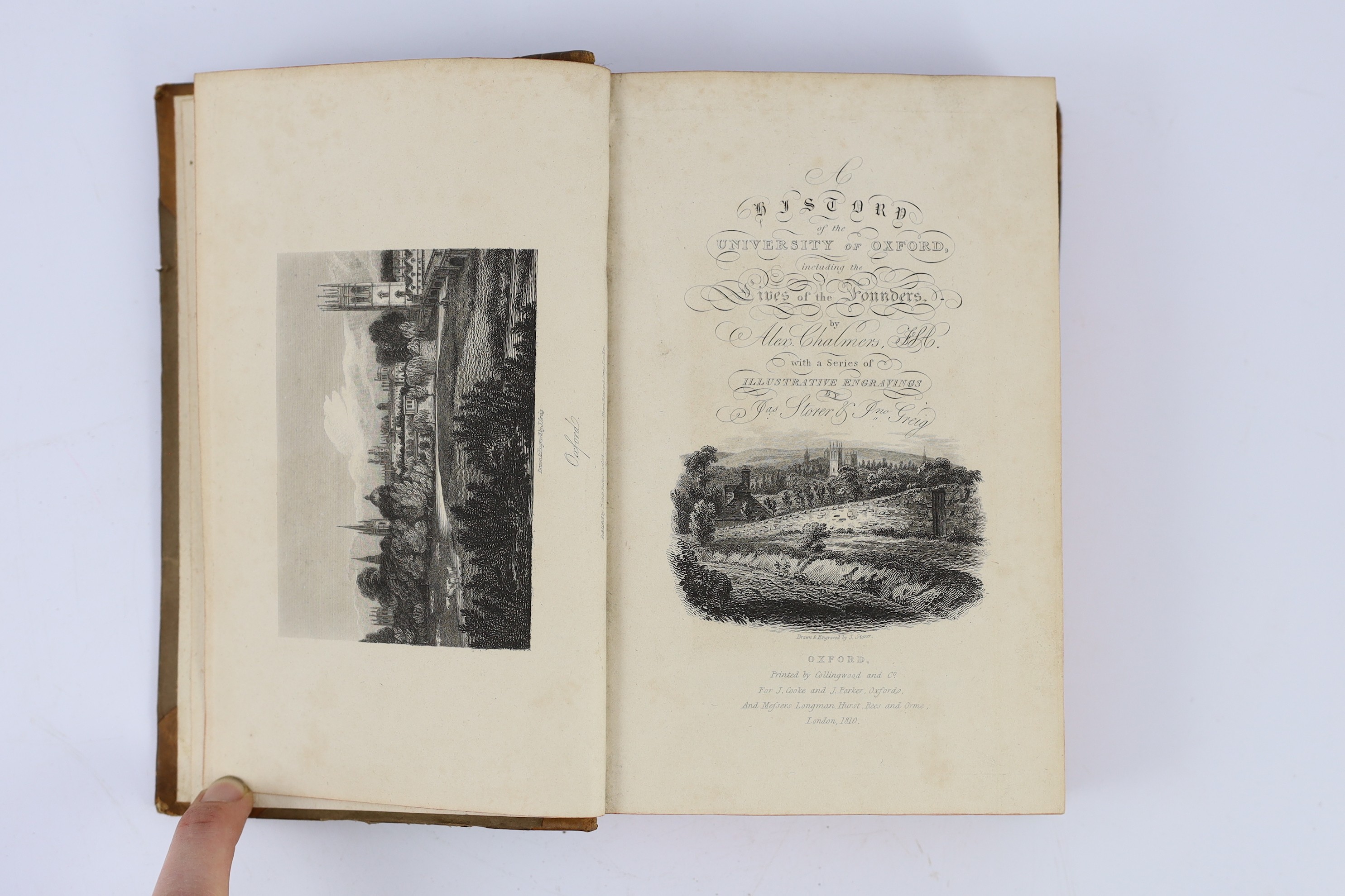 OXON: Wood, Anthony - The History and Antiquities of the Colleges and Halls in the University of Oxford....With a continuation to the present time: by the editor, John Gutch. subscribers list; contemp. gilt decorated mot